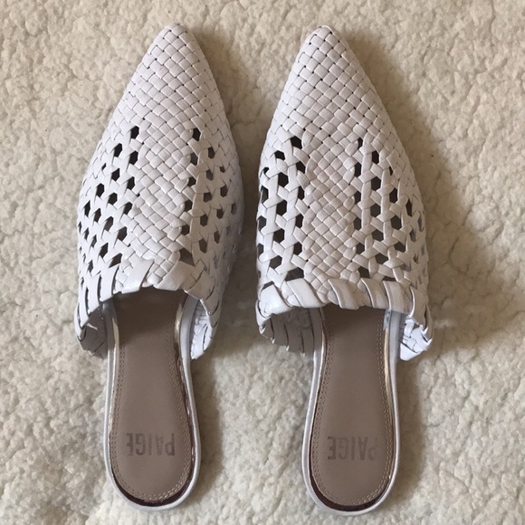 Paige | Alana Woven White Leather Mules Size 7.5 - Picture 2 of 7